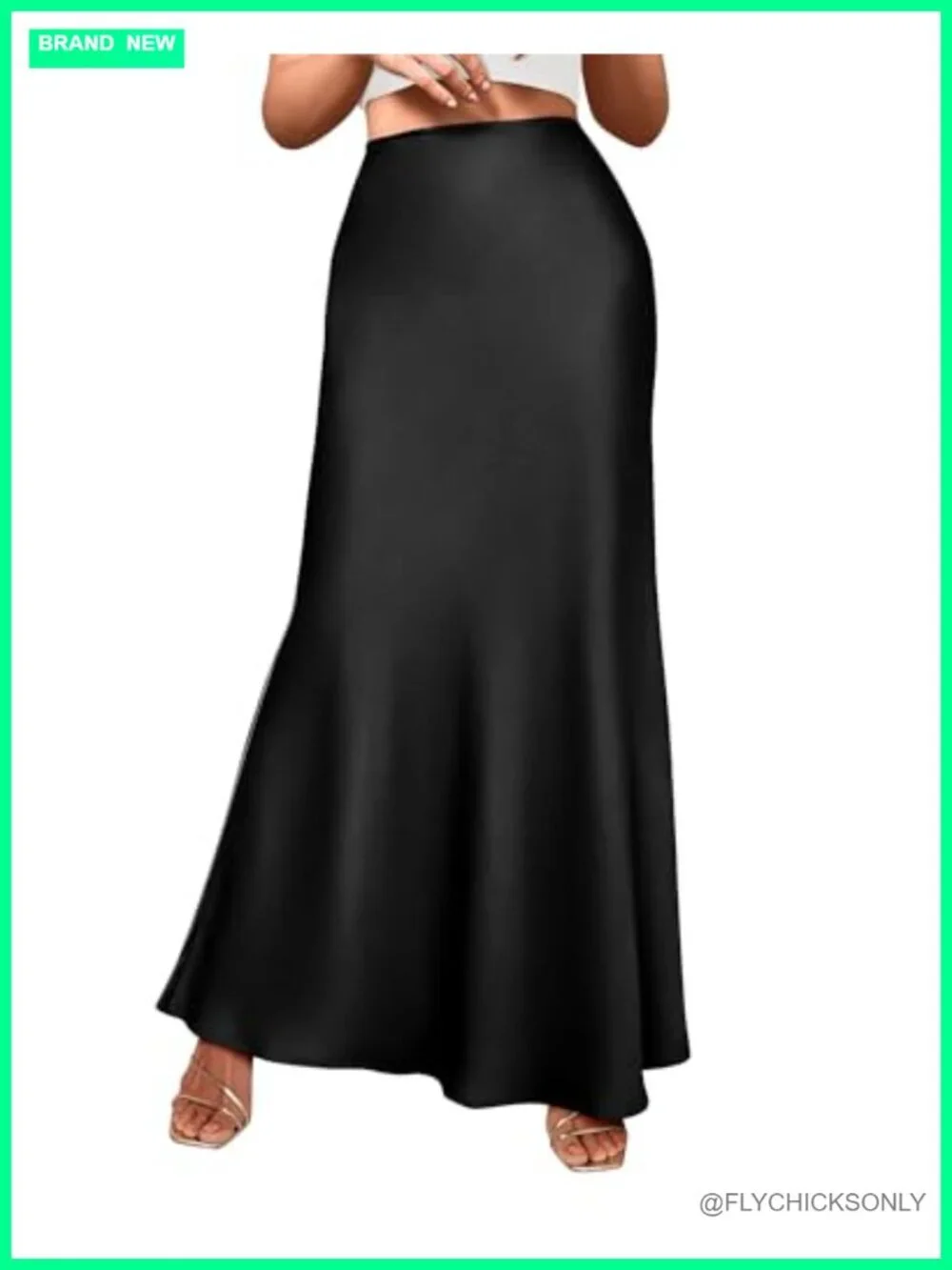 Satin Mermaid Maxi Skirt High Waist Business Casual Cocktail